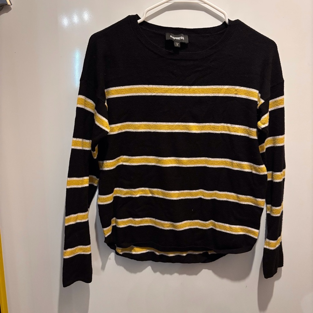Expressβ Black and Yellow Striped Sweater
